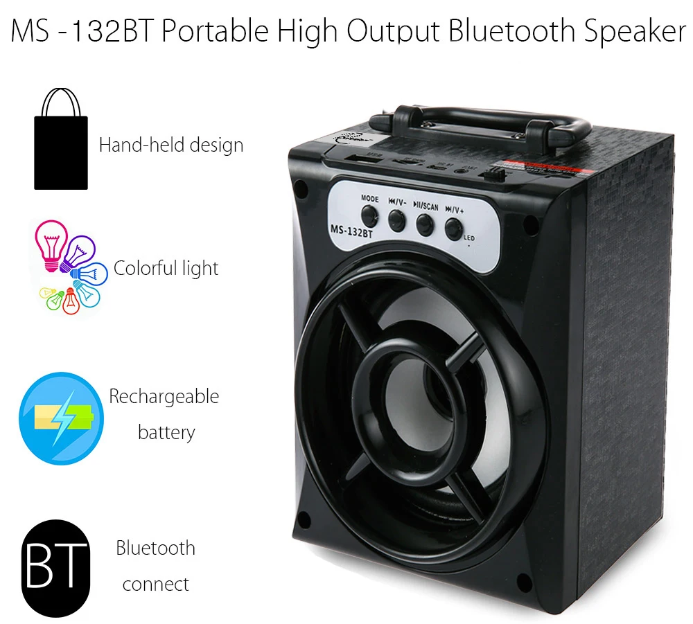 MS-132BT 8 Вт мини Портативный Беспроводной Bluetooth Площади Динамик Поддержка FM радио