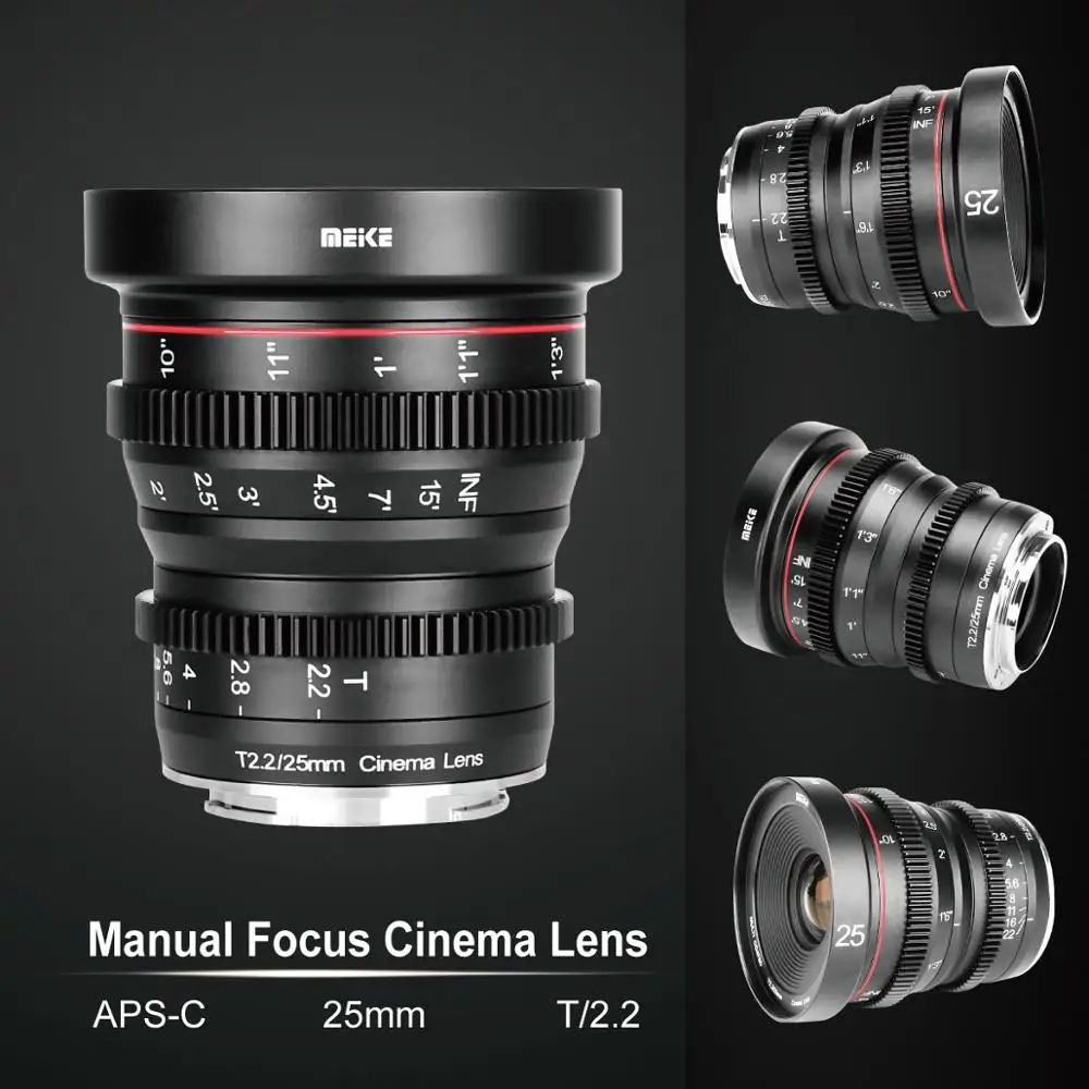 Объектив Meike 25 мм T2.2 с большой диафрагмой ручной фокус Prime Cine для Olympus Panasonic M43/Fujifilm X