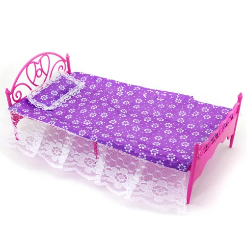 SUN &amp CLOUD 1 Set Single Bed for Barbies Dollhouse Furniture Pillow Sheet Color Random | Игрушки и хобби