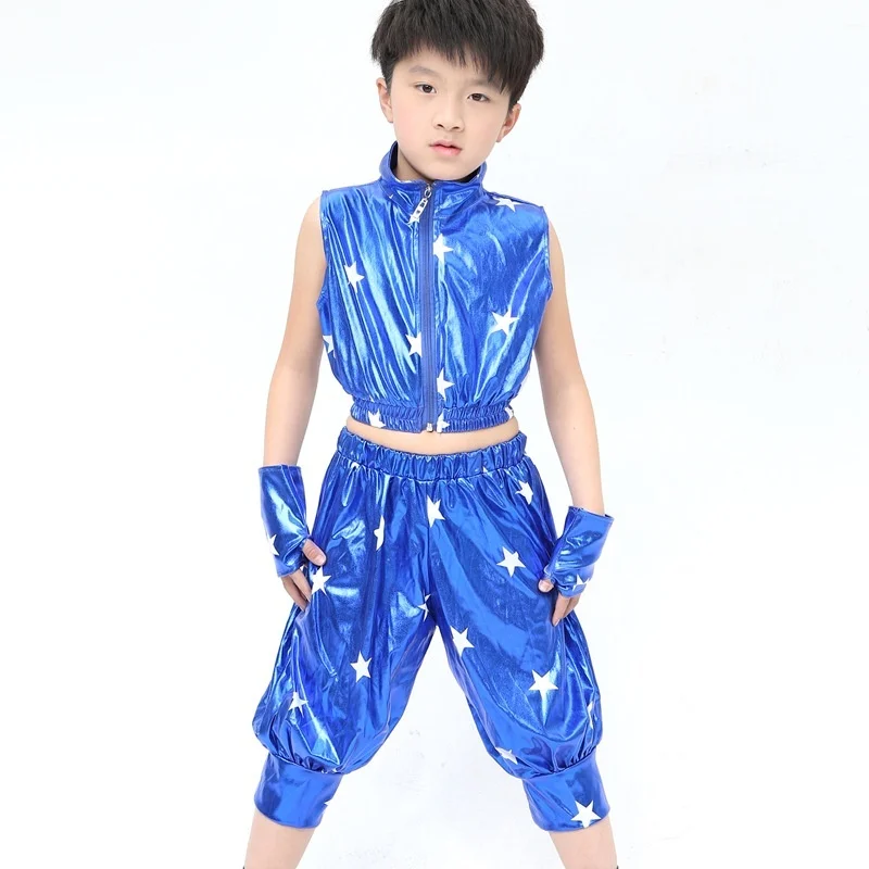 Children's Bright Modern Jazz Dancewear Costumes Boys Hip Hop dance Tops+Pants |