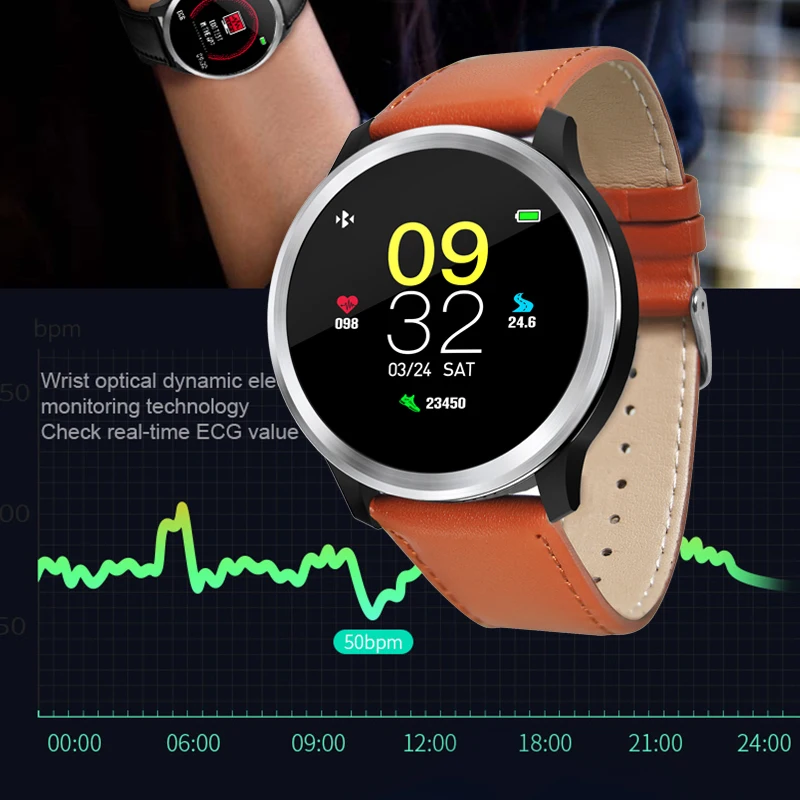 ECG умный браслет в виде часов smartwatch ip68 кровяное давление ppg монитор сердечного