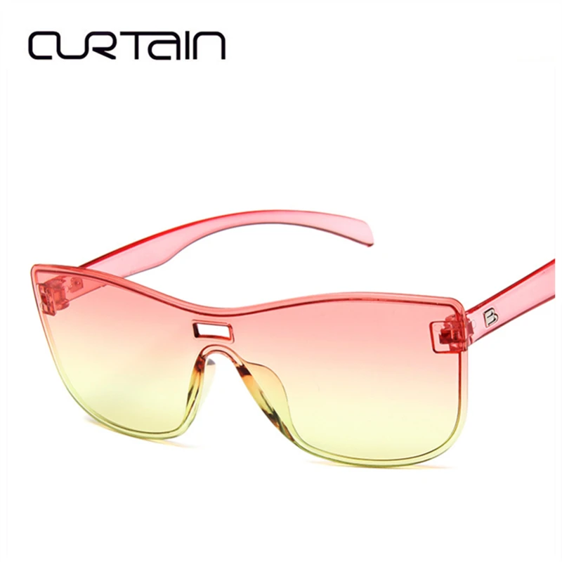 Занавес градиентные прозрачные солнцезащитные очки женские многоцветные милые