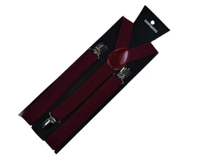 Wine red 20 цветов эластичные кожаные подтяжки мужские 3 зажимы подтяжек винтажные мужские s женские подтяжки для брюк Свадебные подтяжки для юбки - Цвет: Wine red