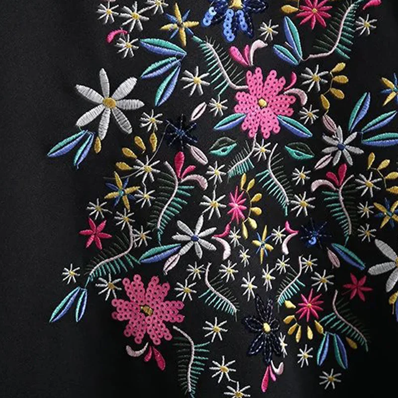 Мода 2017 г. элегантный оборками Цветок Вышивка женское платье женские летние