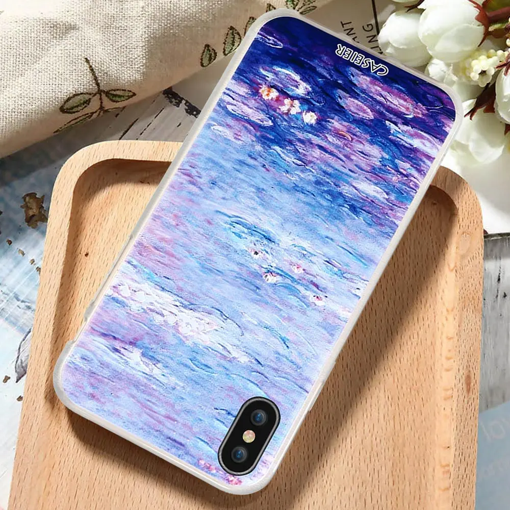 Caseier чехол для телефона iPhone 7 8 Plus мягкая TPU силиконовые Коке IPhone X 6 6s Моне живопись