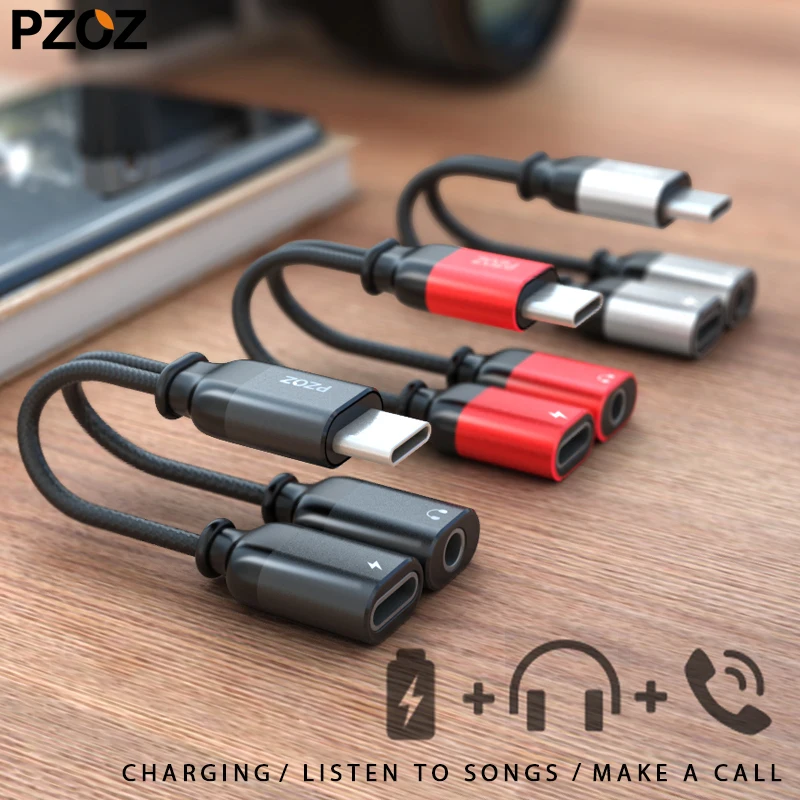 Кабель адаптер для наушников PZOZ USB Тип C штекер 3 5 мм AUX аудио Xiaomi Mi 6 6x Huawei P20 Mate 10 Pro