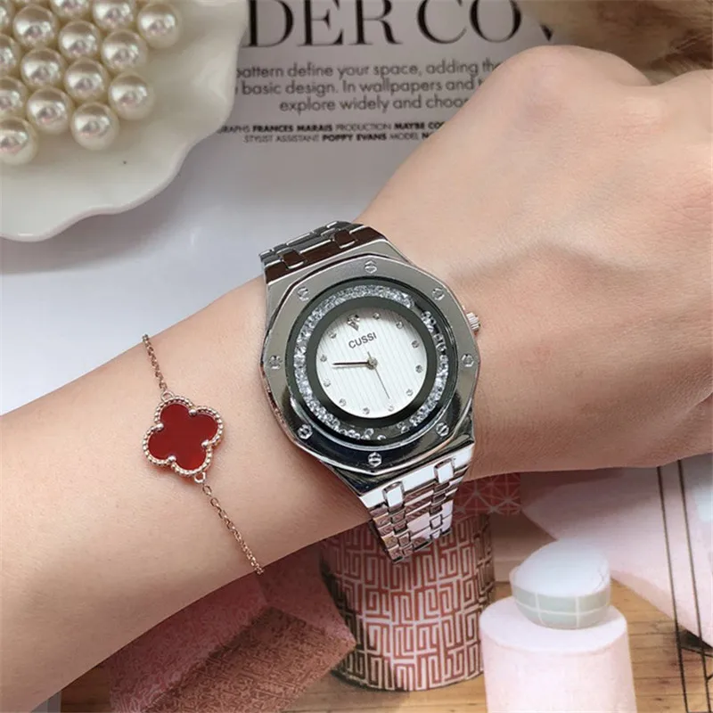 

2019 NEW Cussi Women's Watch Silver Luxury Brand Personality Ladies Watches Simple Quartz Wristwatch reloj mujer Gift for women
