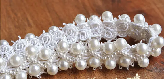 

3 Yards Pearl Beaded Trim Bridal Pearl Trimming Wedding Decors