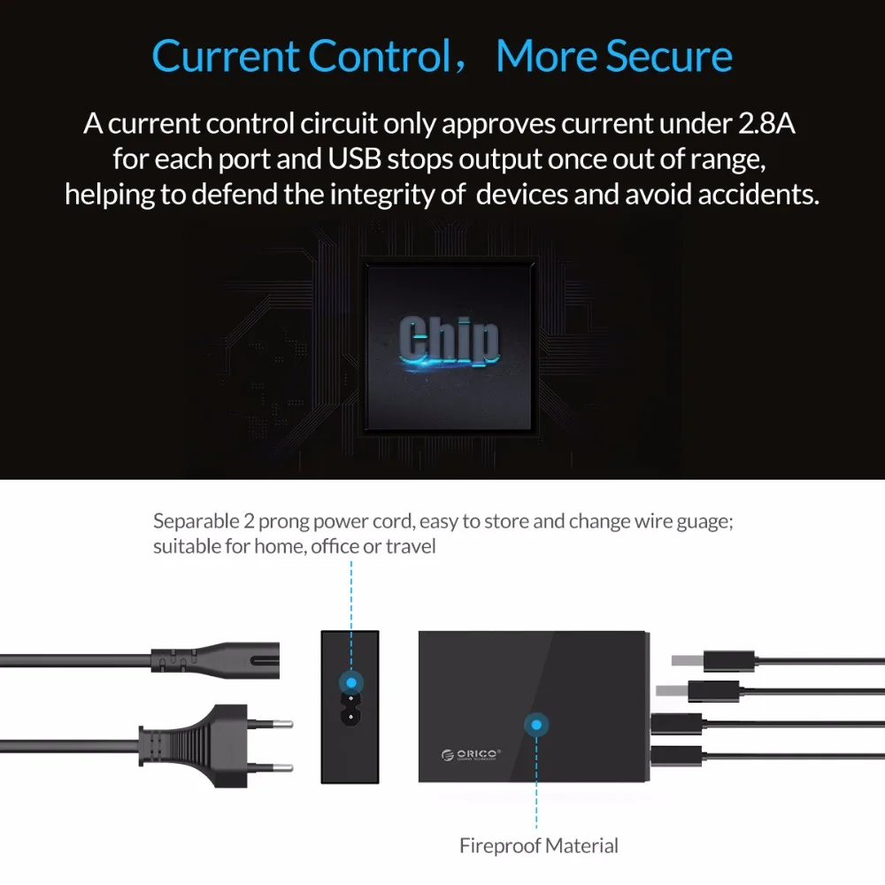 ORICO 4 порта QC2.0 5V2.4A 9V2A 12V1.5A Настольный быстрый USB мобильный телефон зарядное