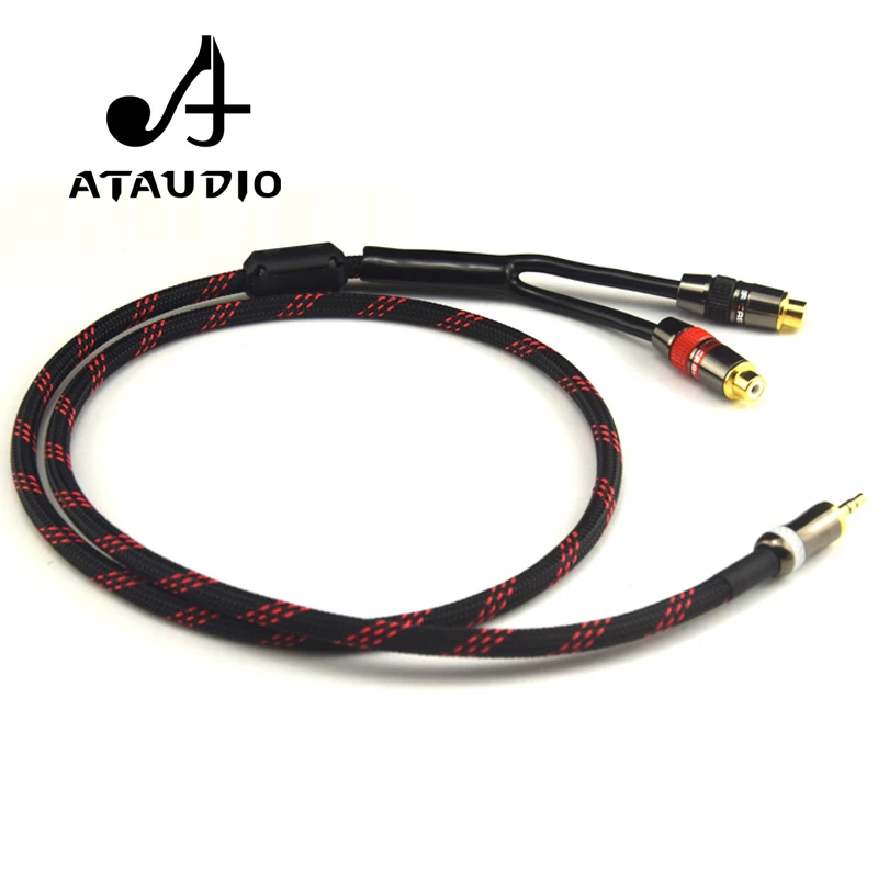 Аудиокабель ATAUDIO Hifi 3 5 мм штекер на 2RCA гнездо 4N OFC к RCA|rca audio cable|3.5 to rcaaudio cable |
