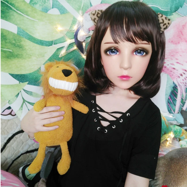 (Feng-3) Женская милая девочка каучуковые полуголовы Kigurumi BJD Eyes Crossdress Косплей