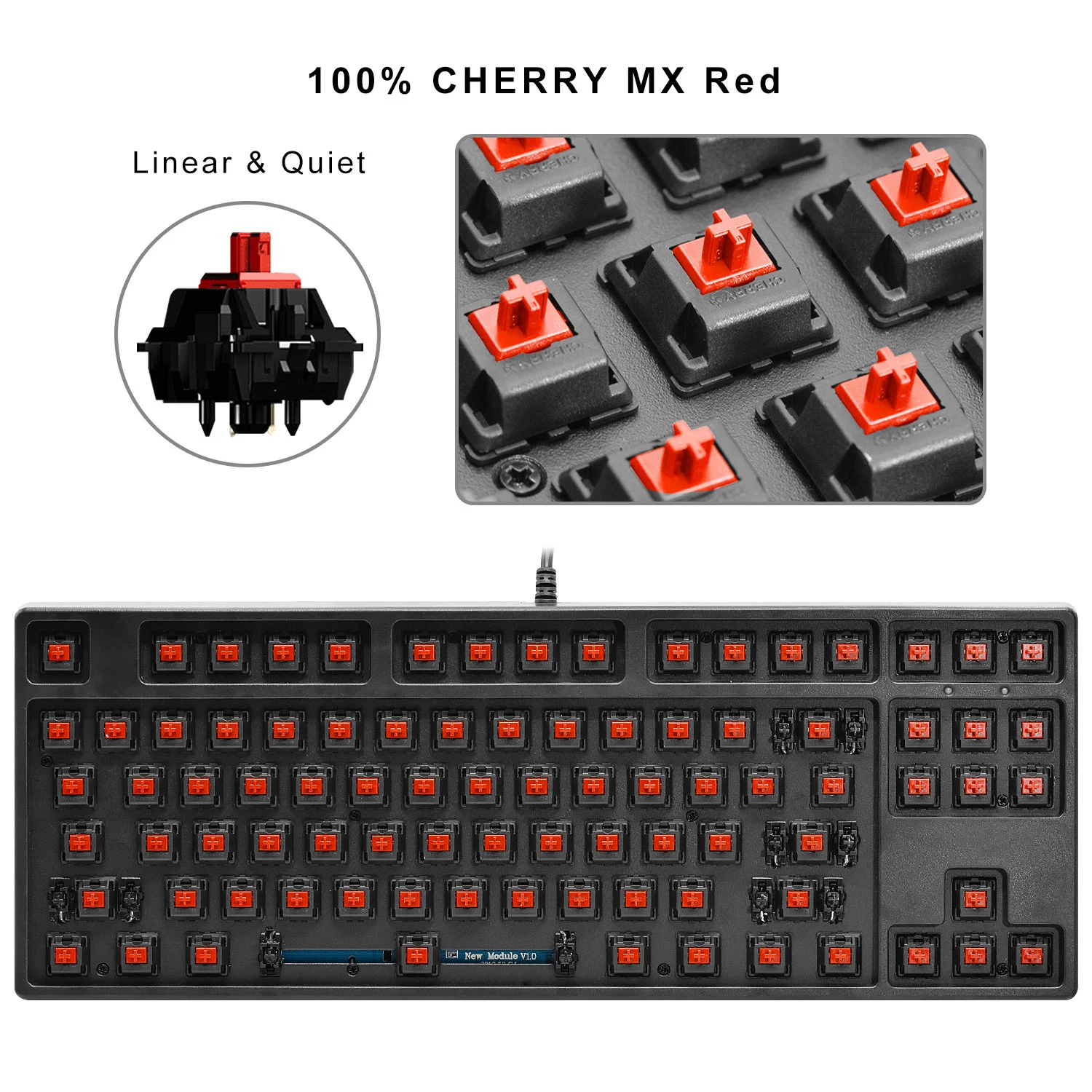 GANSS TKL механическая клавиатура Черри MX красные переключатели компактная 87 клавиш PBT клавиши без подсветки Gaming keyboard(QWERTY-US раскладка клавиатуры
