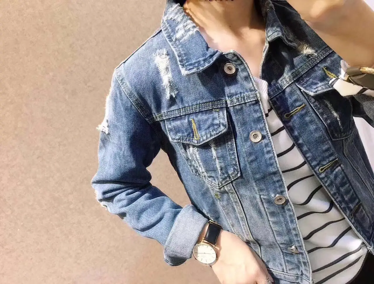 women popular new 2018 Women Basic Coat Denim Jacket Winter For | Женская одежда