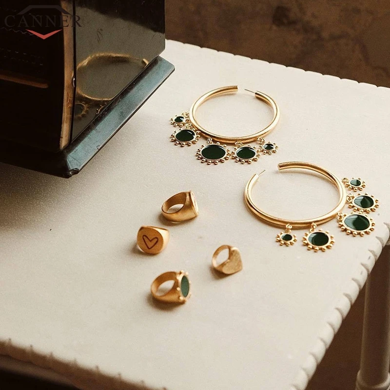 Женские серьги кольца CANNER Fashion Big круглые обруч Gold модные кольца|Серьги-кольца| |