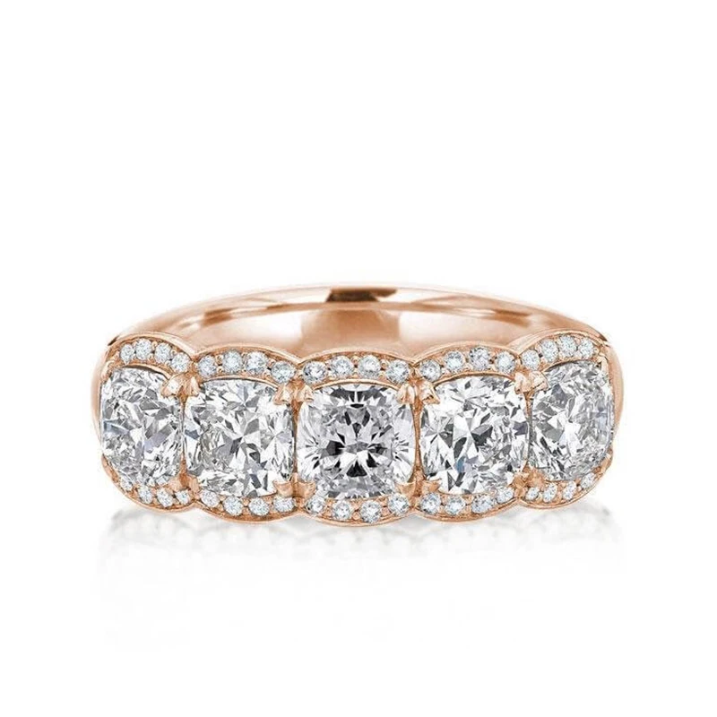 LESF Роскошные Для женщин кольцо 5 Ct 3A Циркон 925 пробы Серебряное кольцо с паве Юбилей кольцо обручальное кольцо принимает женские туфли-лодочки