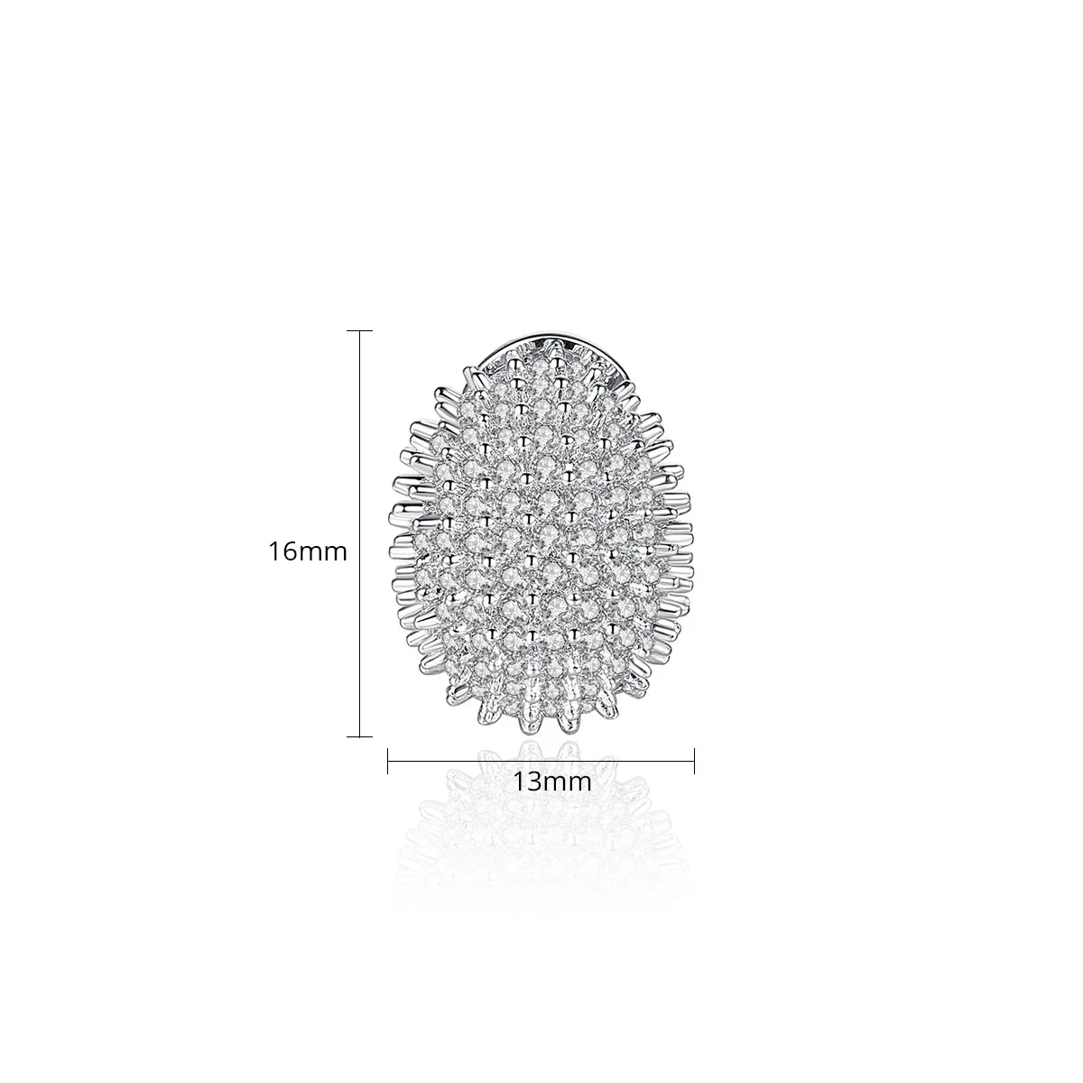 2019 New White Green Red Cubic Zirconia Hedgehog Shaped Small Stud Earrings For Women Lady's Cute Geometric Statement Earring |