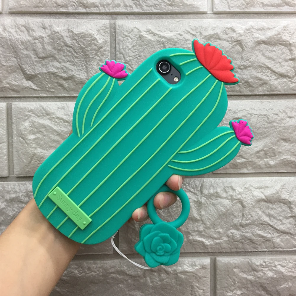 3D милый мультяшный Чехол С КАКТУСОМ и цветами для iPhone X Xs Max 6 6s 7 8 Plus мягкий