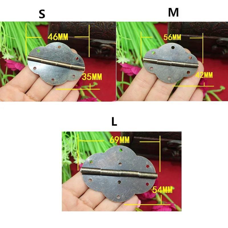 

Vintage Iron Cloud Cabinet Door Hinge,Door Hinges For DIY Box,6 Holes Bag Accessory,Chinese Hardware With Screws,Bronze ,20Pcs