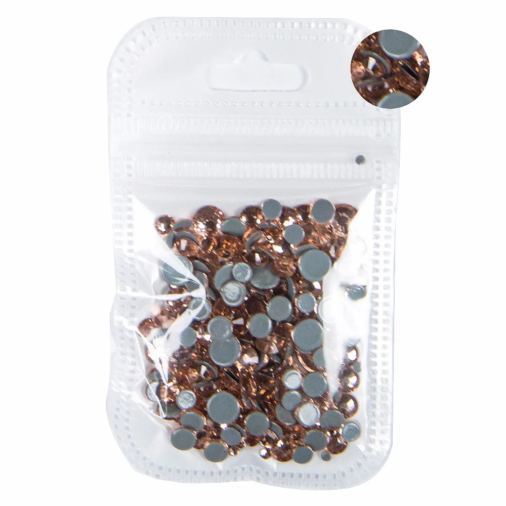 AAAA + лучшее качество Lt. Peach Mix Size Hot Fix Rhinestone более блестящий супер яркий дизайн