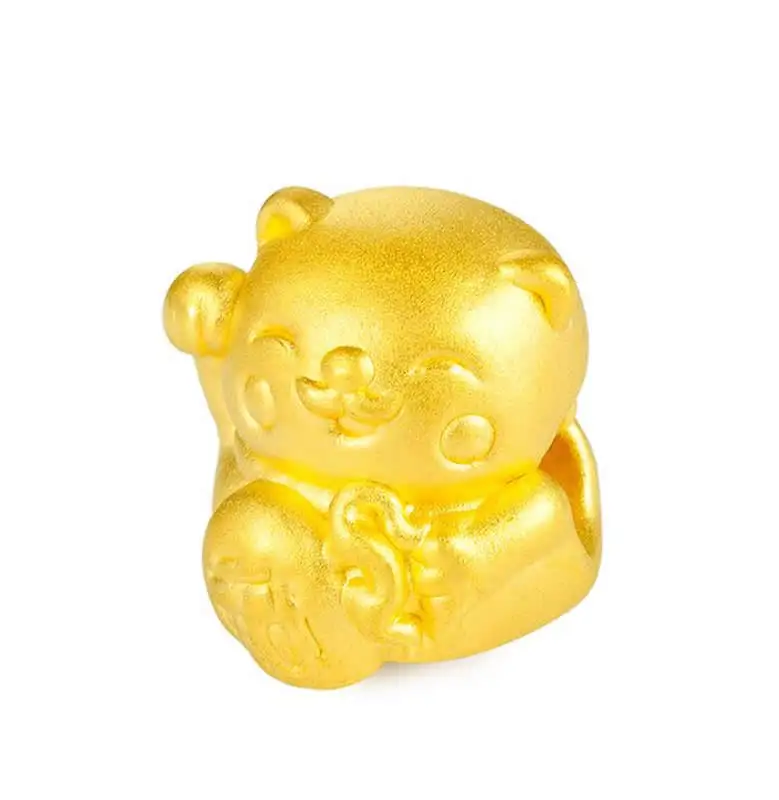 New 24K Yellow Gold Bracelet 3D 999 Gold Cute Cut Bag Bracelet
