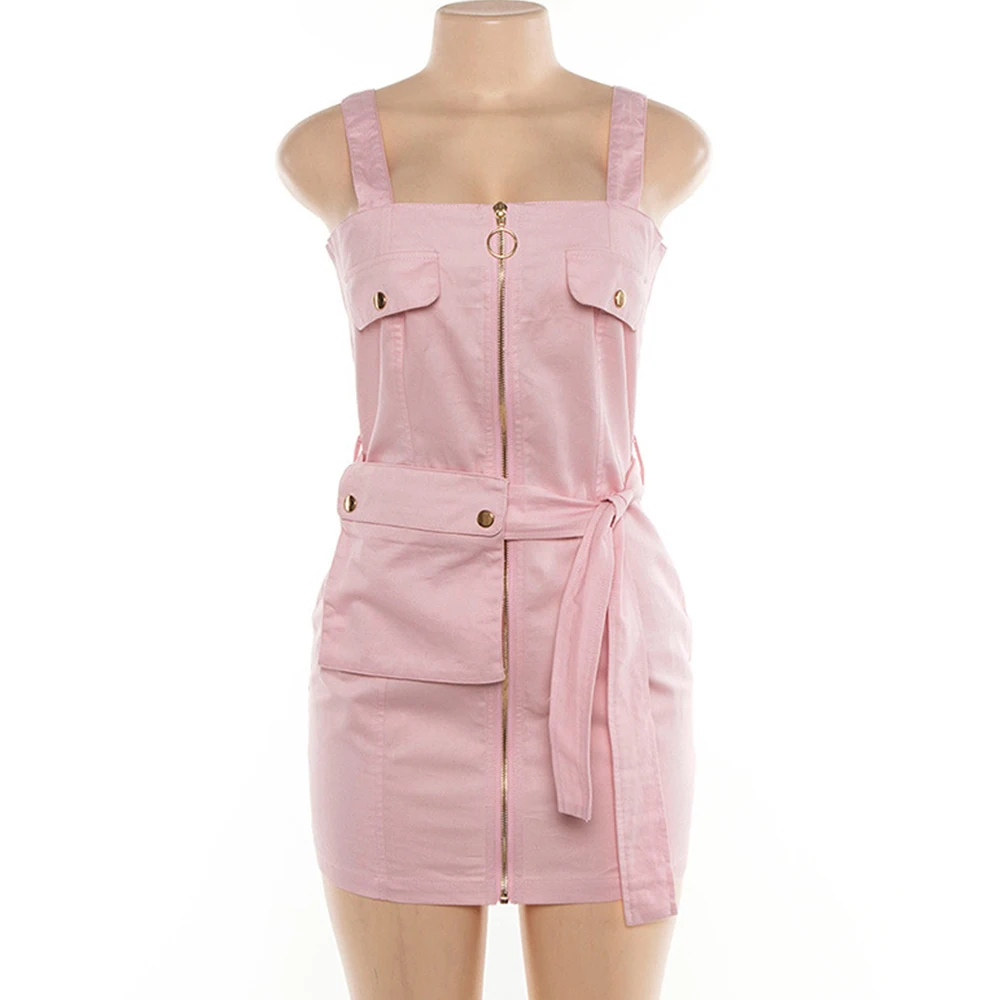 Брендовое розовое облегающее платье для женщин без рукавов на молнии бретелек