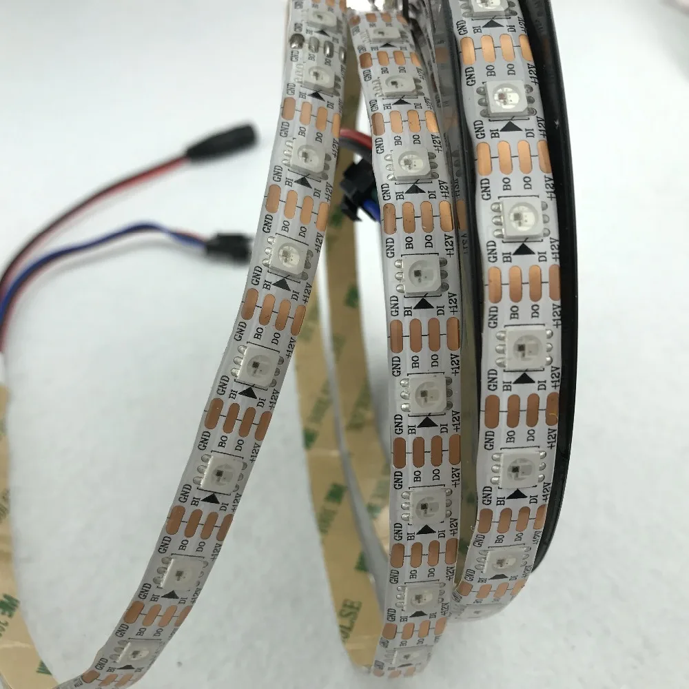 WS2815 DC12V прибор приемно-полноцветный RGB 5050 светодиодный полосы; 60 Светодиодный s/m 5 м; водонепроницаемый в силиконовое покрытие; IP65; белый печатных плат