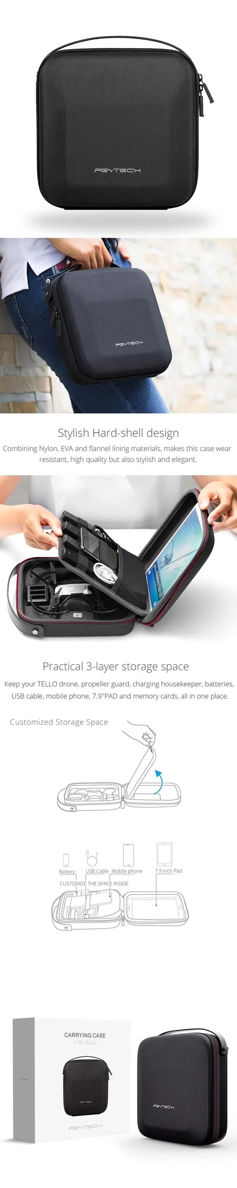 PGYTECH переносной чехол для DJI Tello Drone EVA жесткая Защитная сумка для хранения коробка Сумочка чехол для Tello аксессуар