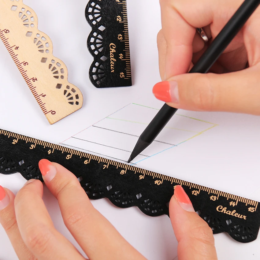 

1 PC Wood Straight Rulers Drawing Template Lace Sewing Ruler Stationery Office School Supplie