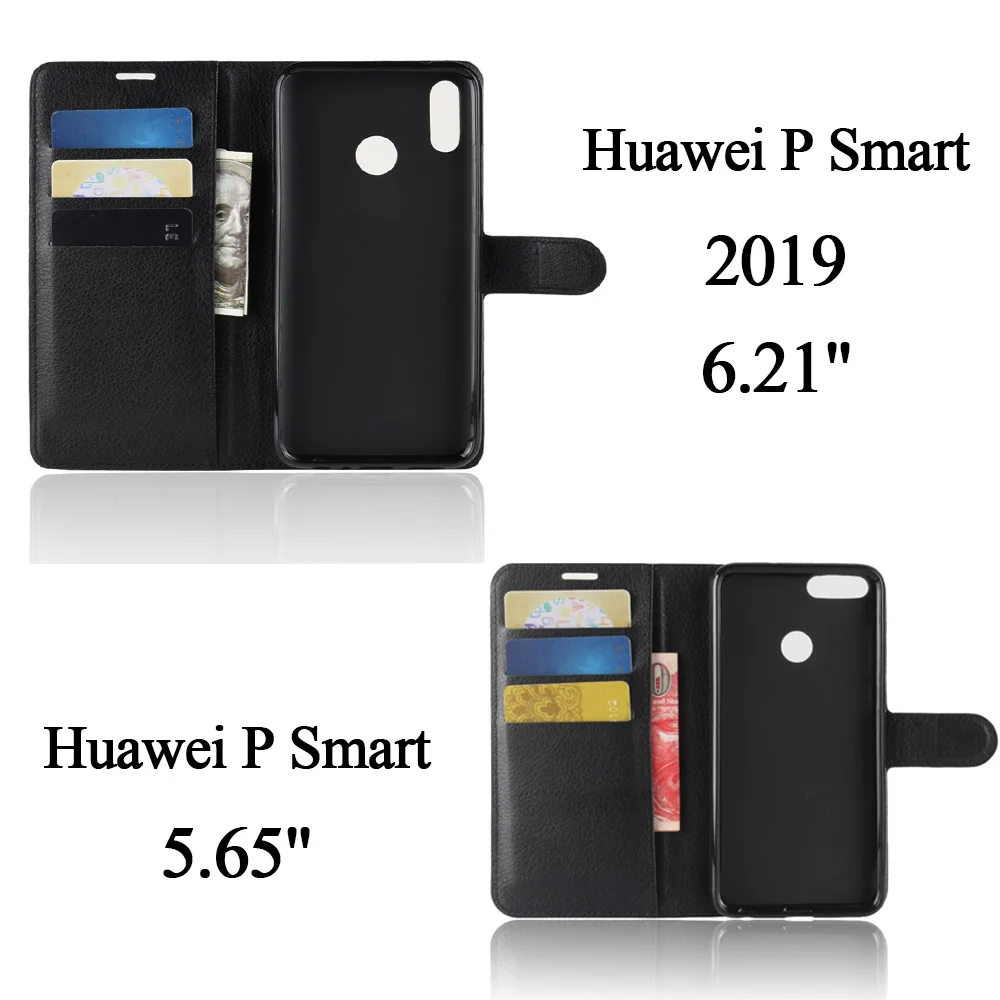 KONSMART Флип кожаный чехол для телефона huawei P Smart 2019 Кошелек защитный книжка