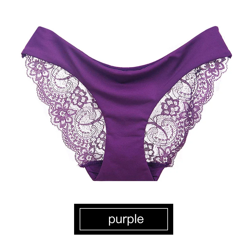 purple Женское нижнее белье, женские трусики, ультра-тонкие модные кружевные сексуальные трусики для женщин, хлопковые трусы с низкой посадкой, горячая распродажа - Цвет: purple