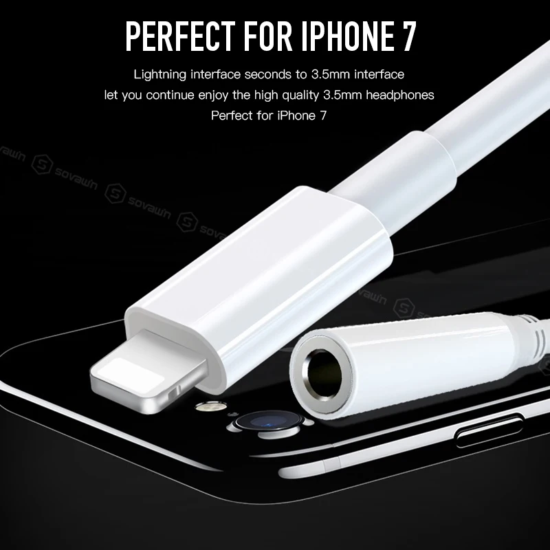 Sovawin для iPhone 7 адаптер наушников Lightning штекер 3 5 мм аудио гнездовой разъём Джек