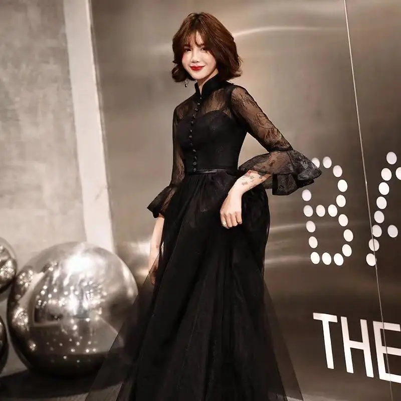 Vestidos De Fiesta De Noche, черные простые элегантные вечерние платья, студенческие вечерние платья трапециевидной формы, арабское вечернее платье принцессы ES2422