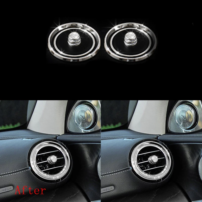 

6x Gold Silver Diamond Style Side Air Outlet Ring Cover Trim Fit For Mercedes-Benz E Class W213 2017