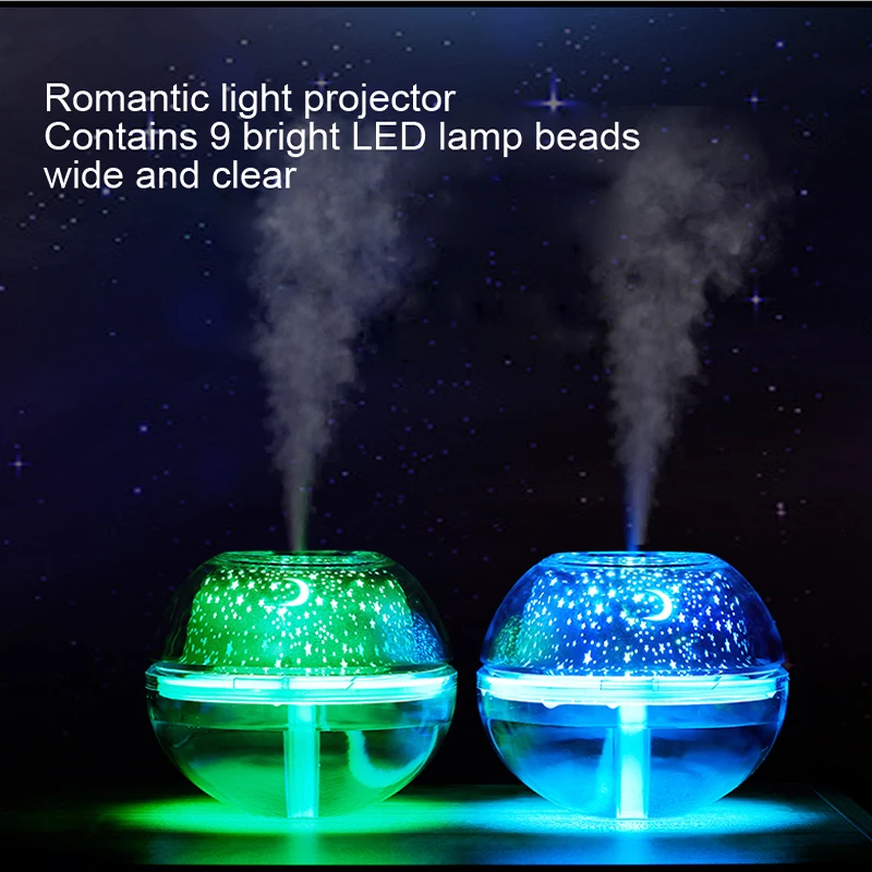 USB Crystal night lamp projector 500ml air humidifier Desktop Aroma diffuser ultrasonic mist maker LED light for home | Бытовая техника