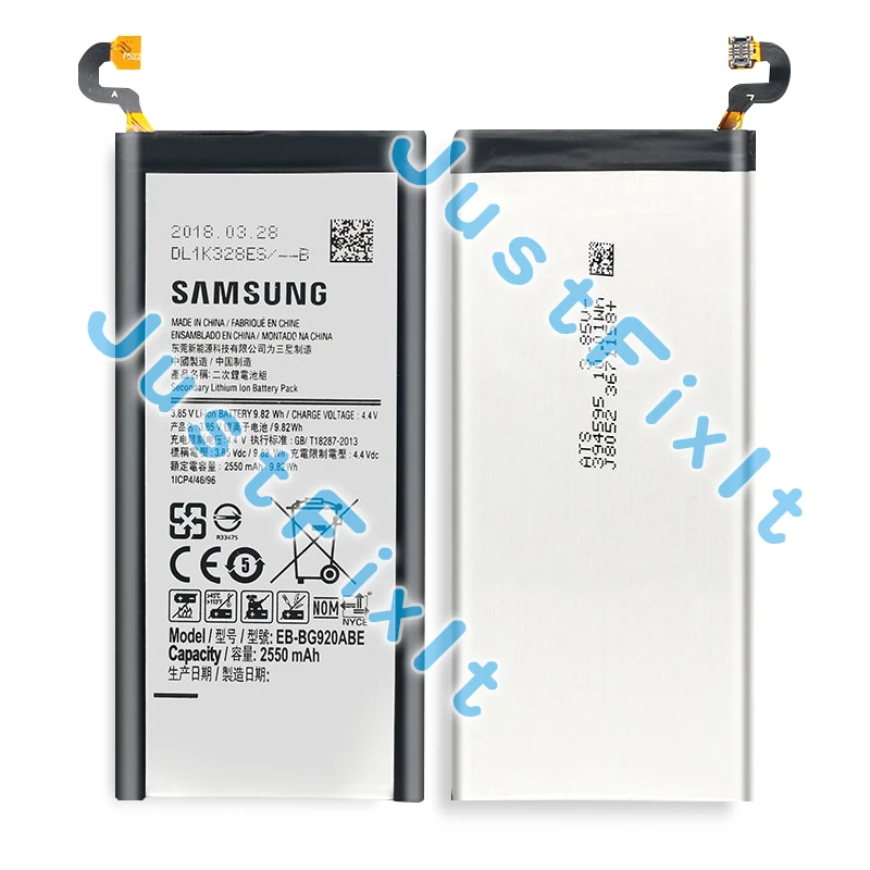 EB BG920ABE оригинальный Батарея 2550 ма ч для samsung Galaxy S6 SM G920 G920F G920I G920A G920T G920V G920P G920S G9200