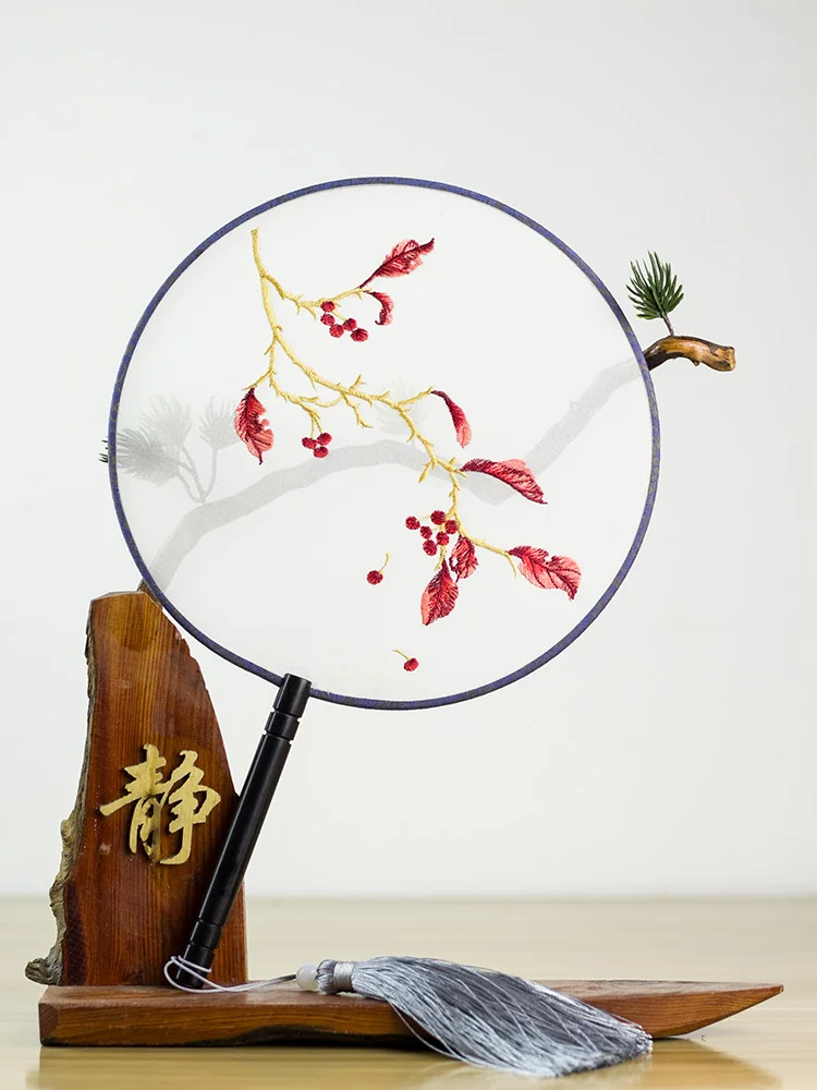 Вышитый Шелковый ручной вентилятор Круглый Женский веер древний суд Hanfu танец