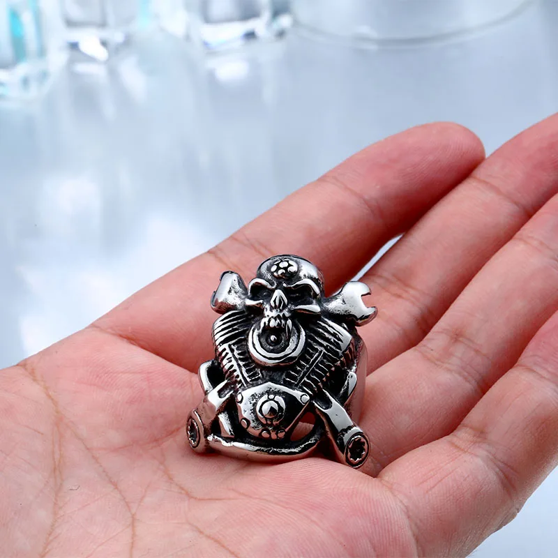 BEIER 316L Hot Sell 316LStainless Steel Winged Motorcycle Skull Biker Cool Punk Ring Jewelry BR8-410 | Украшения и аксессуары