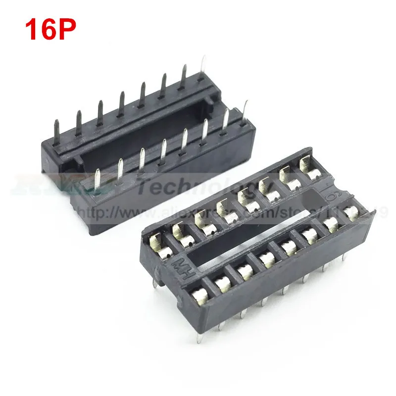 20 шт. IC сиденье 6 8 14 16 20 24 28 32 40 pin 2,54 мм PIN шаг MCU гнездо чип база ic розетки Слот - Цвет: 16P