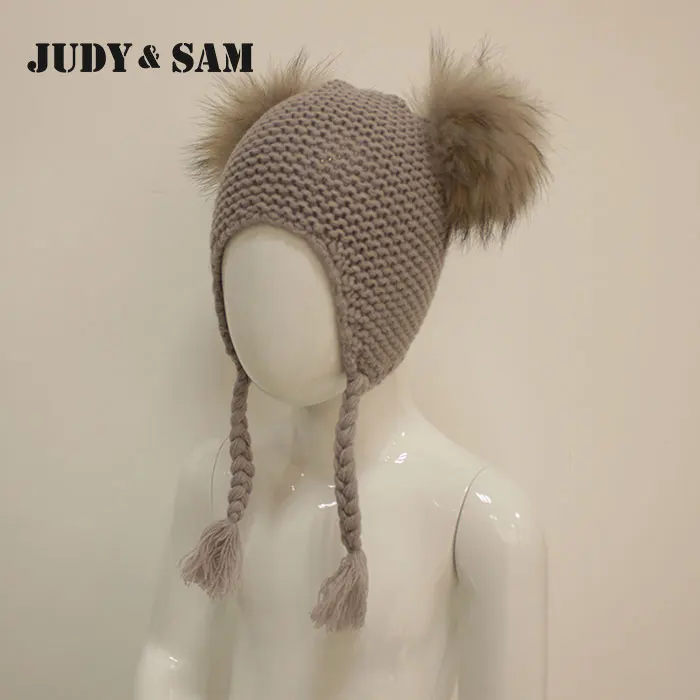 Телая вязанная детская шапка с меховыми помпонами.12 цветов.|fur pompom hat|pompom hatbeanie hat |