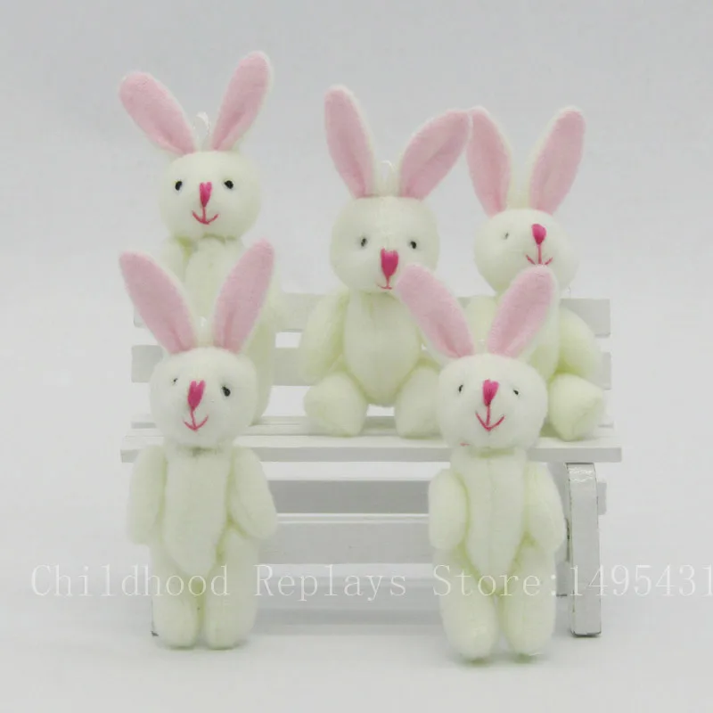 Kawaii Mini Bunny, 20 шт./лот, 8 см, плюшевые игрушки, цветок, кролик, мягкие игрушки, Маленькая подвеска в виде животного, подарки для свадьбы 01801
