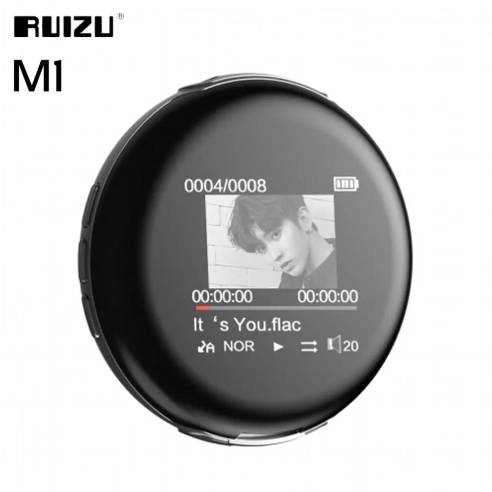 RUIZU M1 Спортивный Bluetooth MP3-плеер Мини Портативный аудио музыкальный плеер 8 Гб со встроенным динамиком Поддержка FM, запись, электронная книга, часы - Цвет: Black