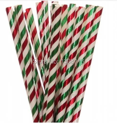 Полосатые Бумажные соломинки из фольги с серебряными блестками 25 шт.|straws for