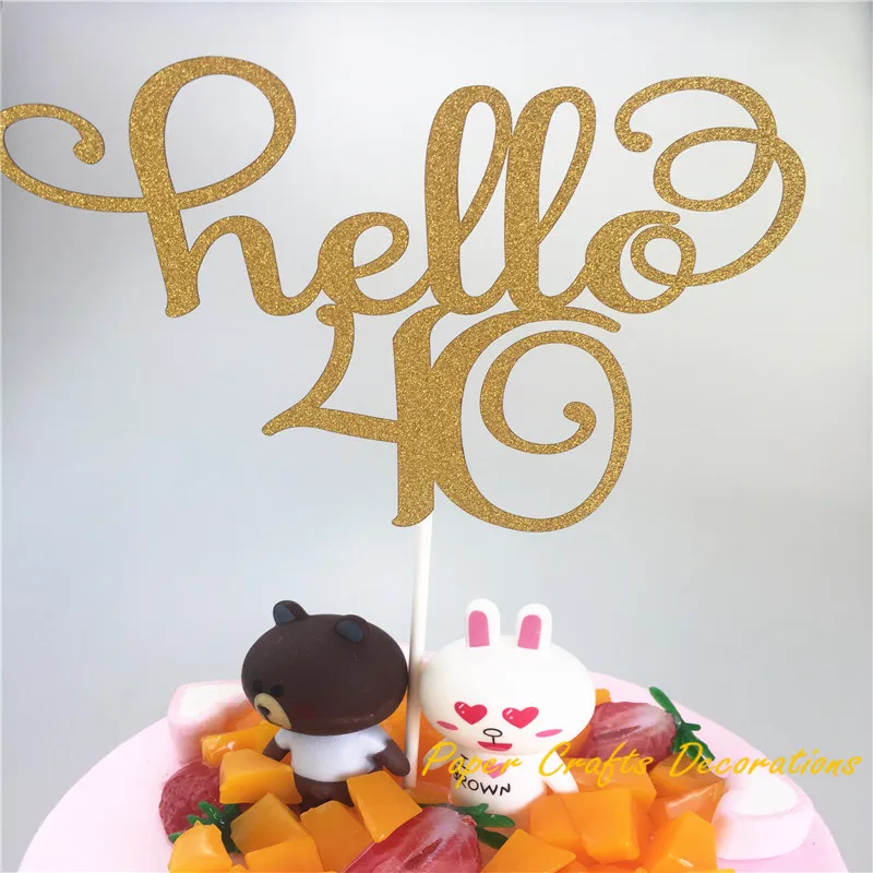 1 шт./компл. золотые блестки Hello 20/21/30/40/11 5 украшения для торта на день рождения
