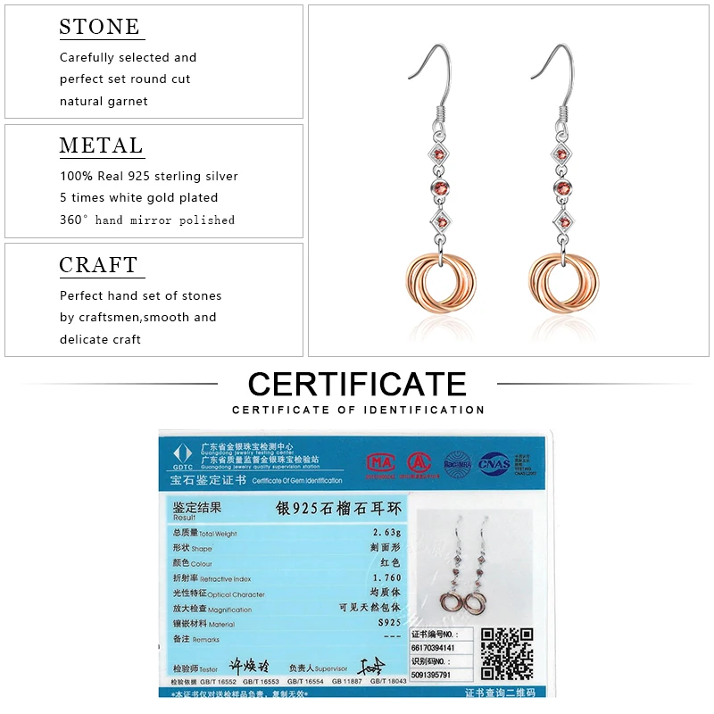 EDI Unique Natural Garnet Long Tassels Earrings For Women 925 Sterling Silver Drop Trendy Fine Jewelry | Украшения и аксессуары