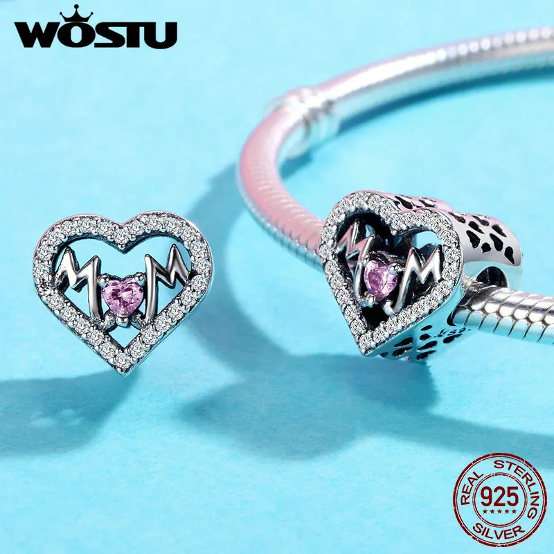 Браслет WOSTU C395 из 100% стерлингового серебра 925 пробы для мамы и сердца|charm making|charm