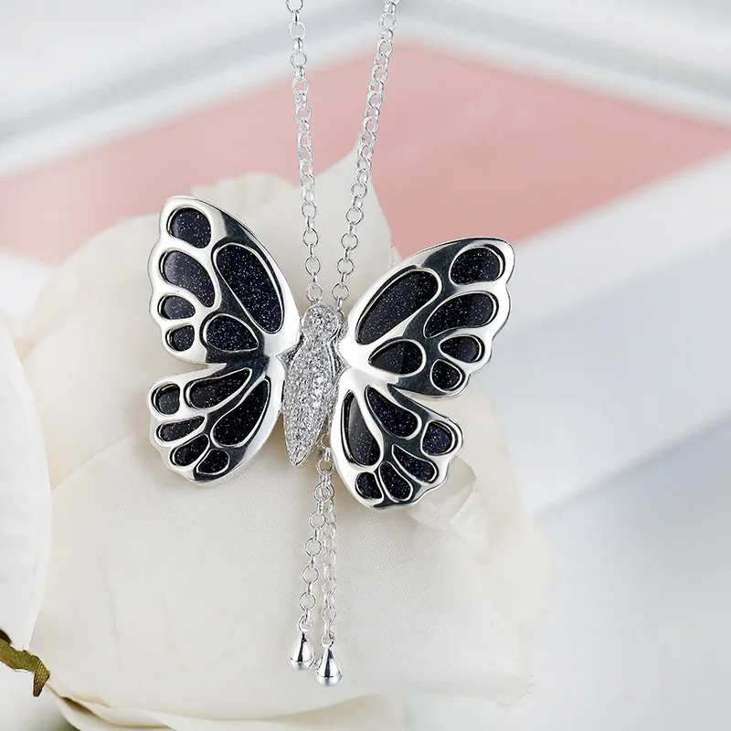 Sa silverage Серебряная цепочка Цепочки и ожерелья драгоценный кулон бабочки из