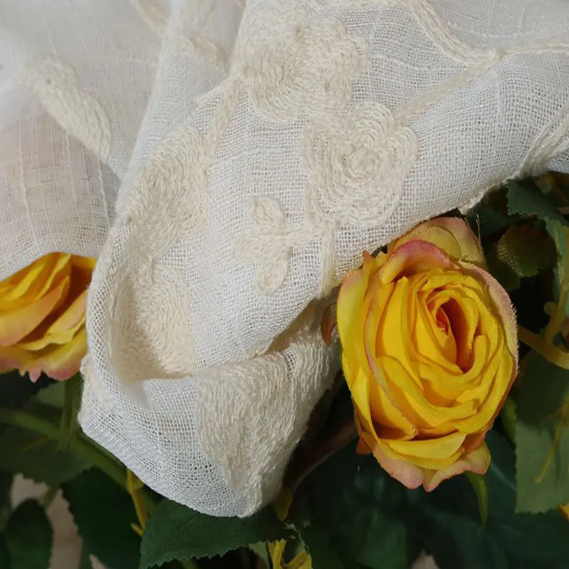 Хлопок вышитые шторы простые зеленый цвет сливы Высокое качество для спальни