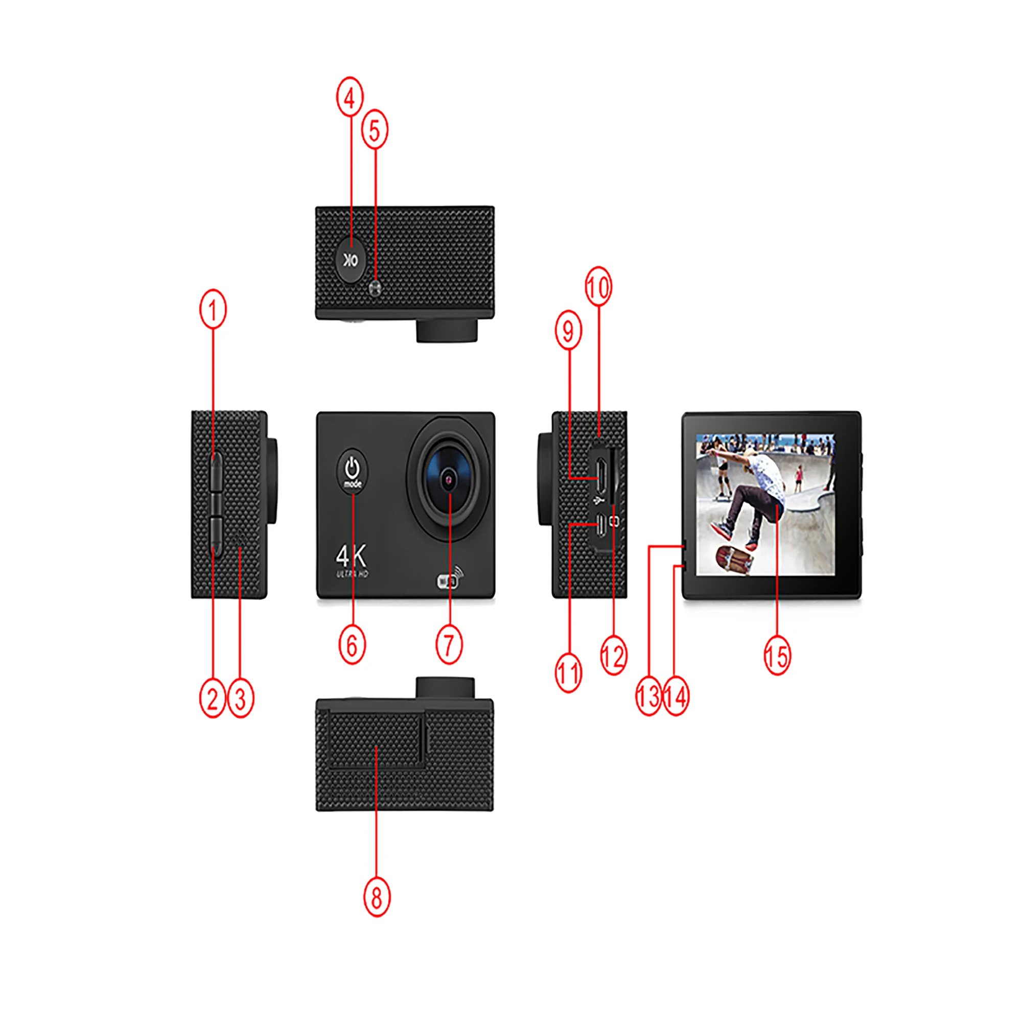 OnReal sport cam X2KS 2.0 inch screen 6axis gyroscope anti shake+ Electronic image stabilization ture 4K action camera car
