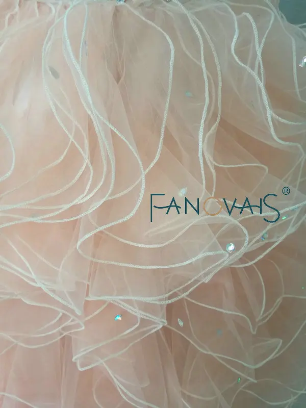 Оранжевый розовый бисер Quinceanera платья танцевальное платье vestidos de 15 anos топ оборки