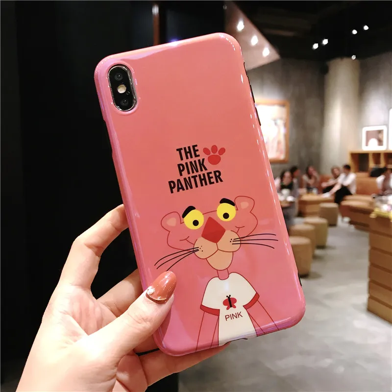 Для iphone XR Розовая пантера чехол, Blue Ray милая мягкая задняя крышка для телефона для iphone XS Max X 8plus 678 7P 6P чехол+ игрушка+ ремень